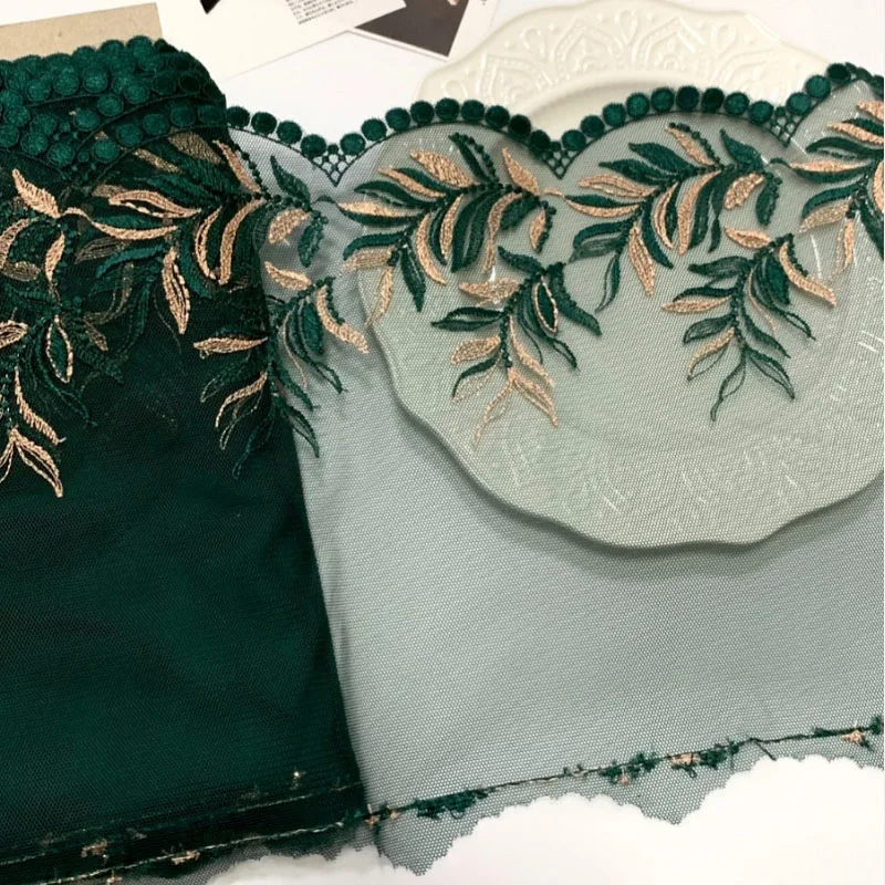 30Yards Dark Green Shinny Embroidery Lace Trim Clothing Accessories Dress Sewing Applique Costume Lace Fabric