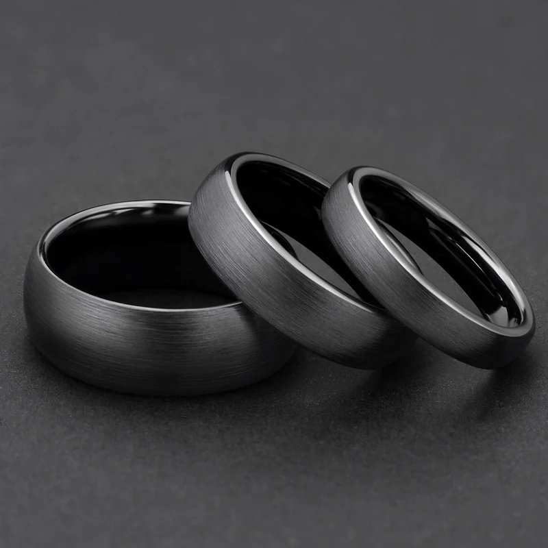 Ceramic Brushed Black Ring for Men Women 4/6/8mm Width Tendy Male Wedding Ring Matte Anillos  Plus Size