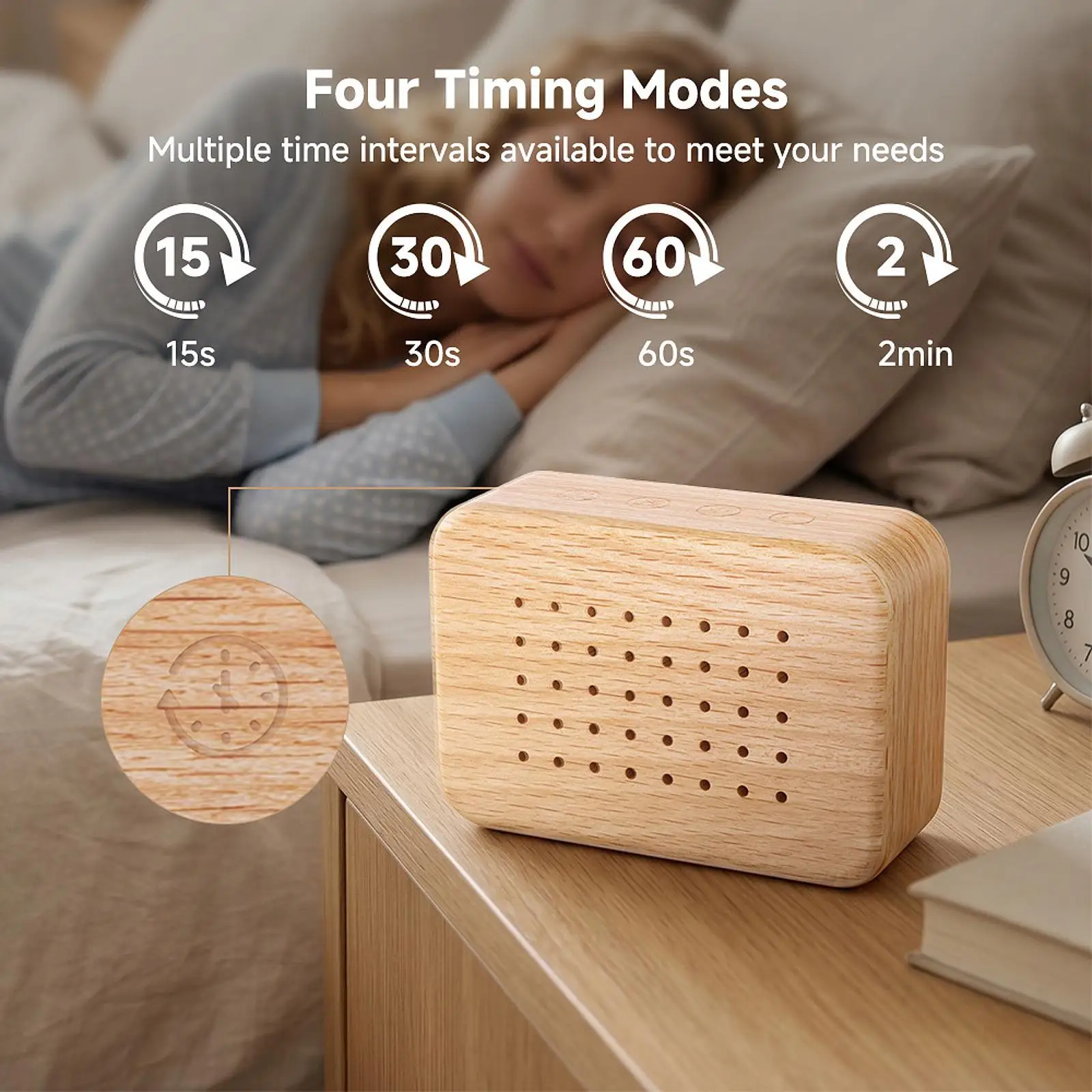 Compact Bird Sound Machine with Simulated Chirping Audio Solid Wood Device for Office Relaxation