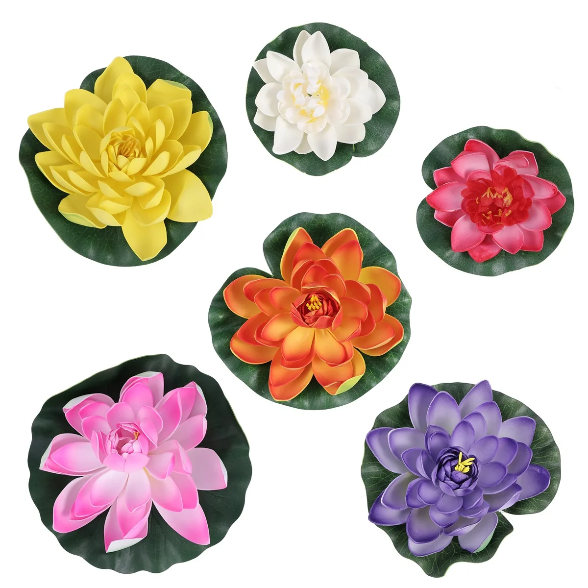 

6Pcs Simulation Lotus Decor Set Realistic Floating Artificial Water Lilies for Outdoor Indoor Pond Garden Patio Decoration