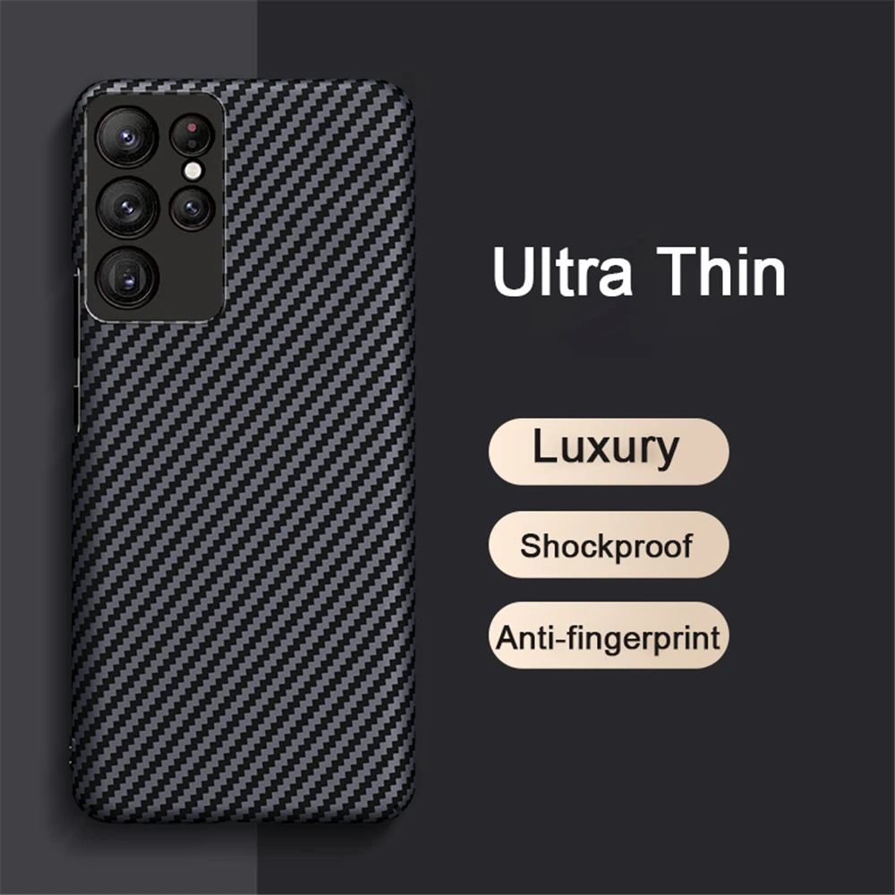 Ultra Thin Carbon Fiber Case For Samsung S23 S22 Ultra S21 Plus S20 FE Note 20 A53 A73 A33 A23 A13 A52 A72 A22 A51 A71 M52 Cover