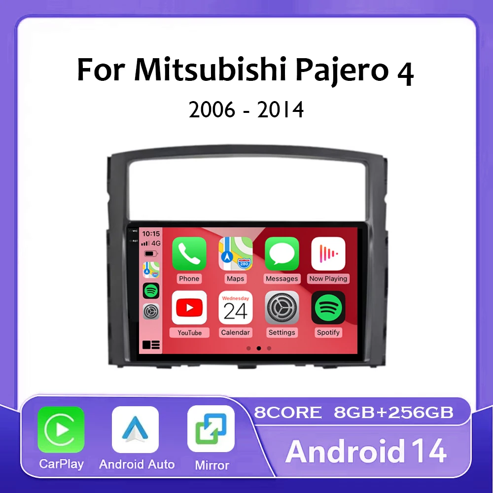 

9 "для Mitsubishi Pajero 4 V80 V90 2006-2014 Android 14 автомобильный радиоприемник стерео беспроводной Carplay авто мультимедийный плеер GPS 4G + WIFI
