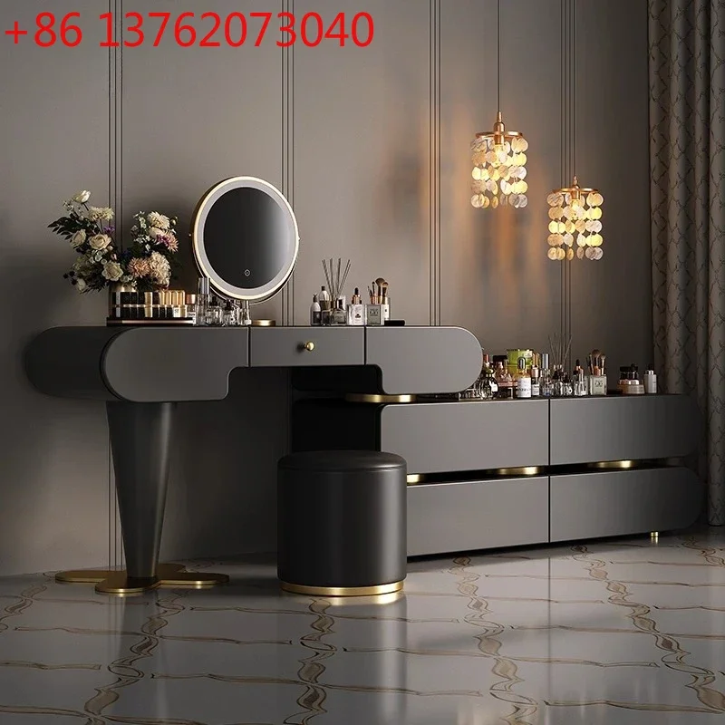 

Modern luxury illuminated makeup dressing table Makeup vanity Toiletries dressers with mirror dresser desk Bedroom furniture