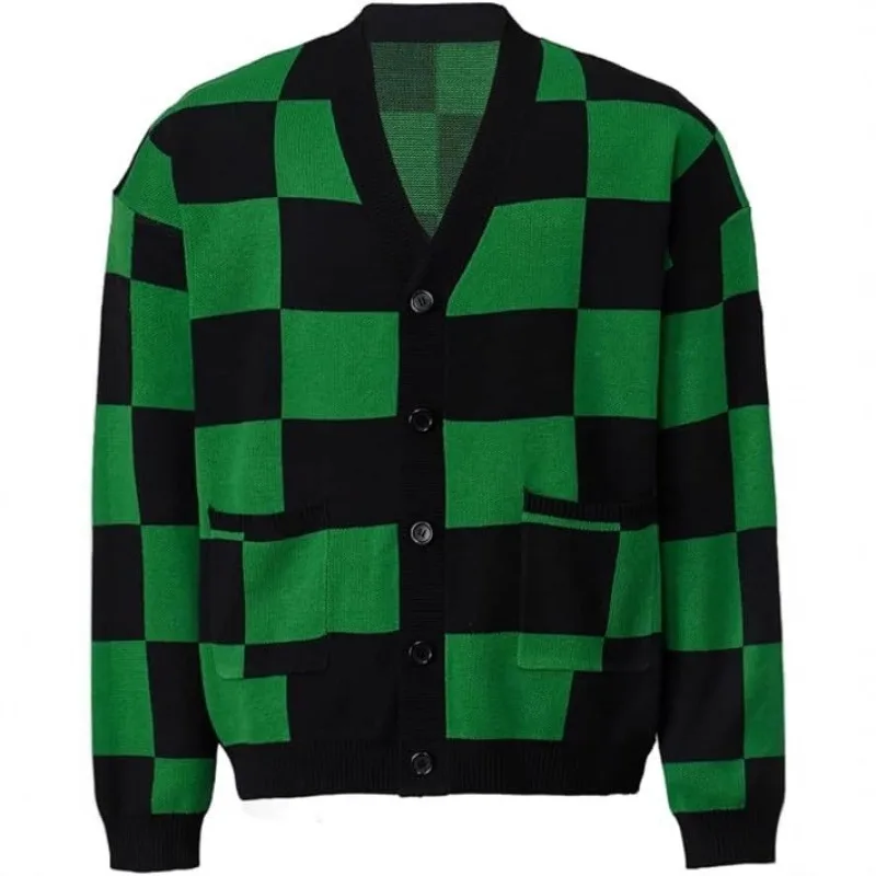 Demon Slayers Kimetsu No Yaiba Cosplay Pullover Sweater & Button-Up Knit Cardigan Jacket Soft Acrylic Knitwear Anime Fan Teen