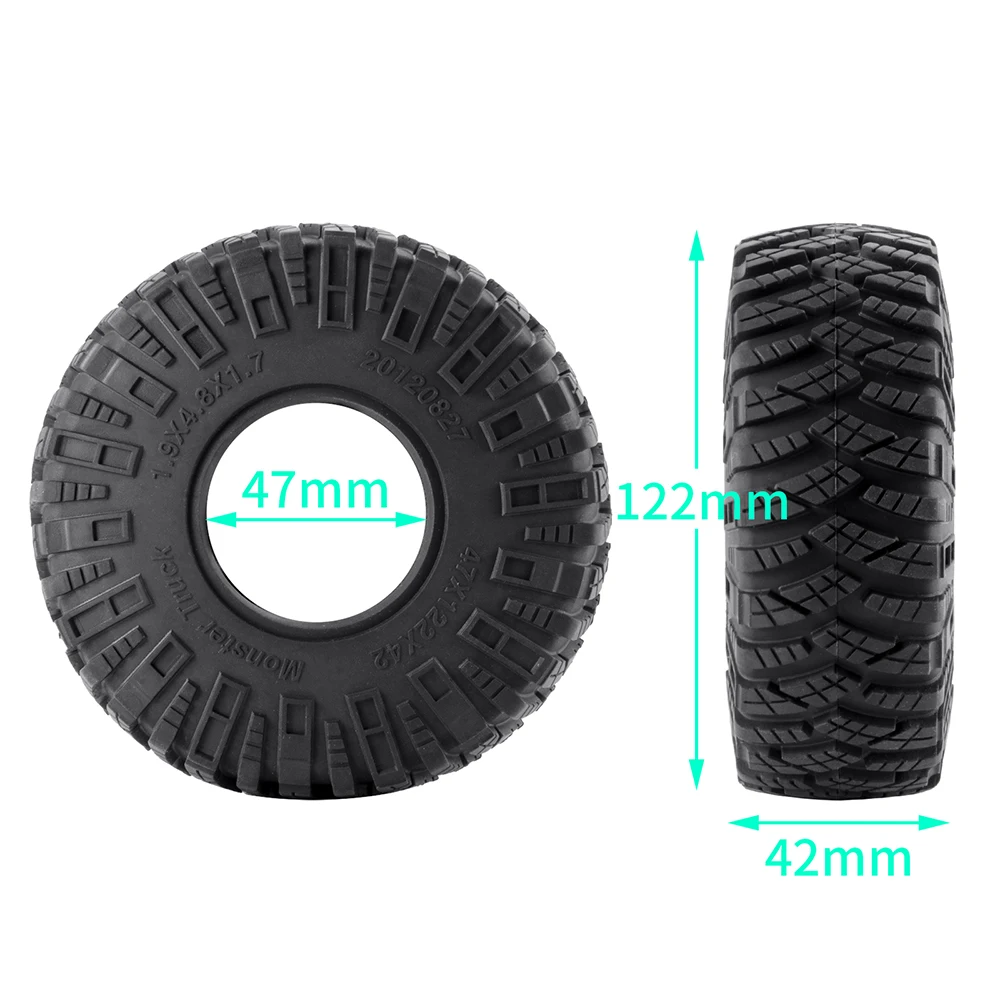 AXSPEED 1/4 ชิ้น 1.9 นิ้ว 122 มิลลิเมตรยางล้อยางใส่ฟองน้ําสําหรับ Axial SCX10 III TRX-4 1/10 RC รถรถบรรทุกมอนสเตอร์อะไหล่