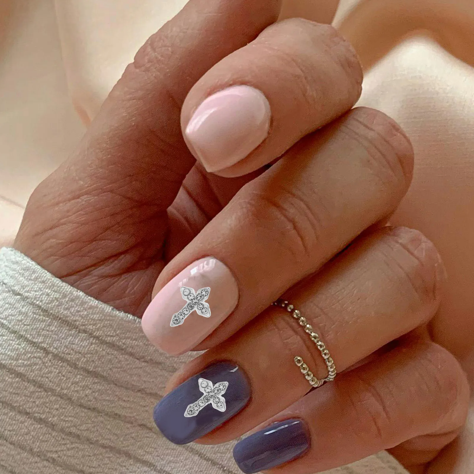 10 pçs cruz encantos de metal 3d suprimentos da arte do prego gótico encantos para unhas acrílicas strass charme ornamento decorações