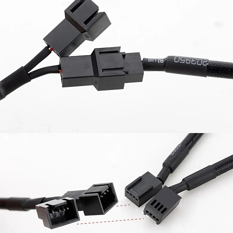 1Pc Mainboard CPU 4 PIN Fan Extention Cables PWM 4P Adapter Cable Computer Case Fan Sleeved Power Cable Connectors 27cm