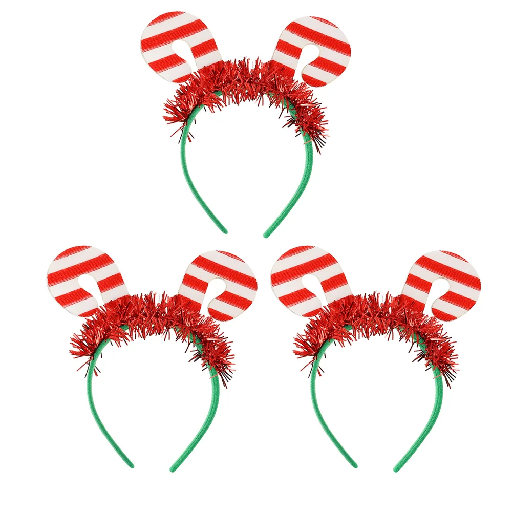 3 Pcs Christmas Cane Headband Stage Hairband Kids Hairbands Photo Hoops Costume Prop Xmas Wear Headgear Women's