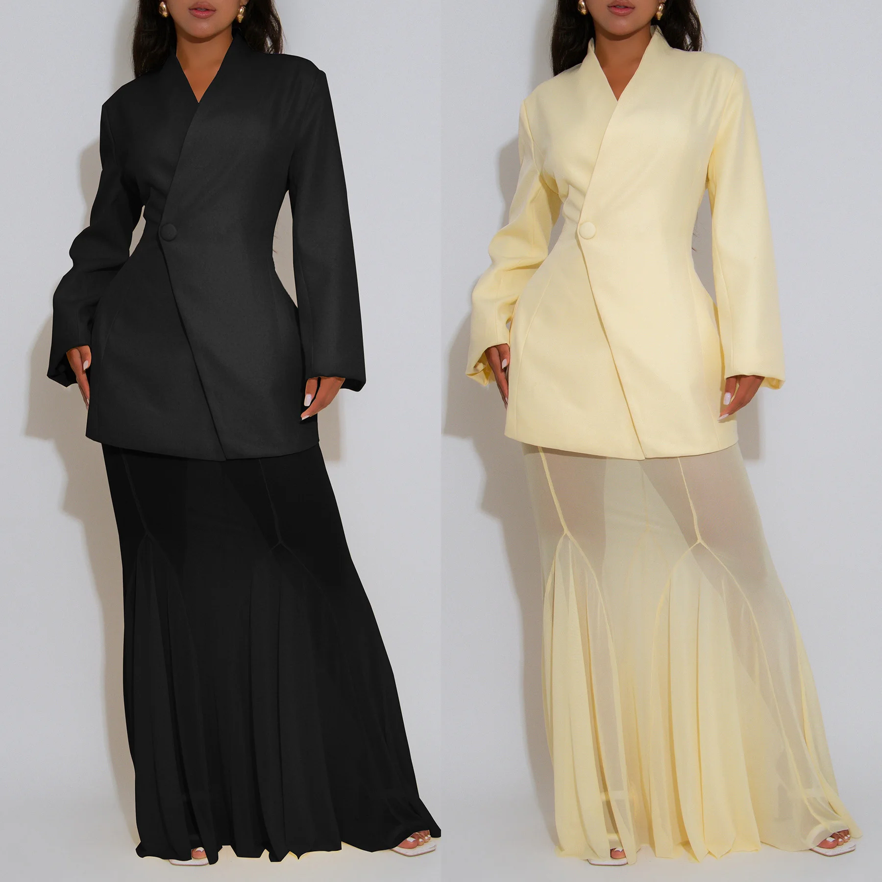 

Элегантные блейзеры, плащи, сексуальный комплект из 2 предметов с юбкой, наряды 2025 года, женские роскошные наряды, зимний сексуальный комплект из двух предметов, платье