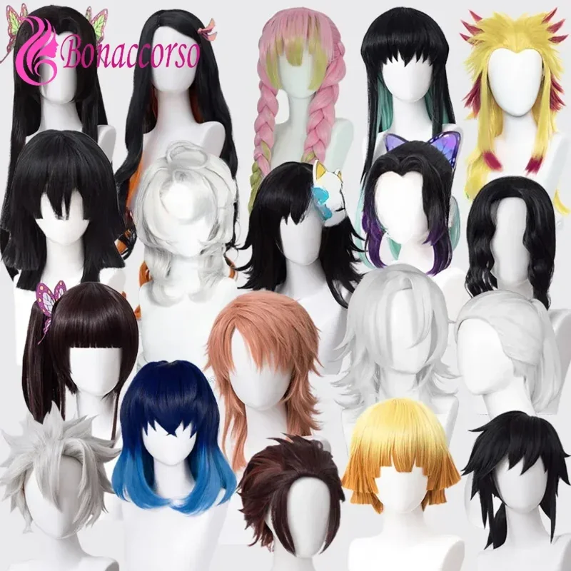 Cosplay Ghost Slaying Blade Japanese Anime Synthetic Combination Wig Cosplay Demon Slayer Multiple Anime Characters Wig Party