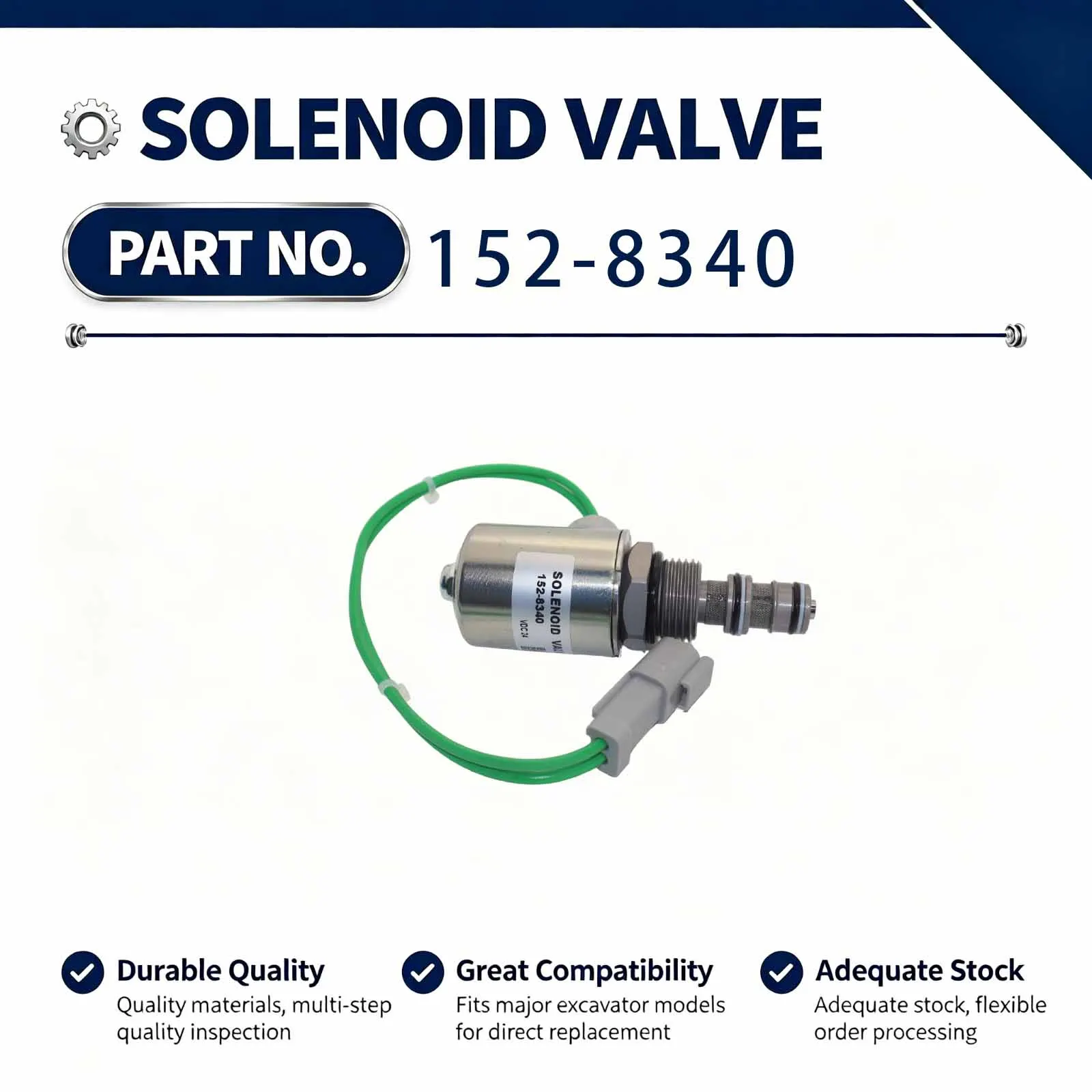 New 24V Solenoid Valve 152-8340 1528340 Compatible for Caterpillar CAT 583T PL83 PL87 587T Pipe Hanging Machine