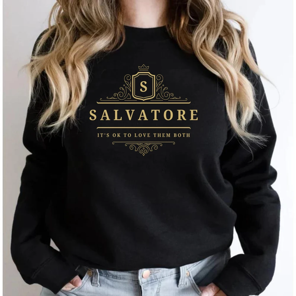 Salvatoreそれはどちらもスウェットシャツの両方を愛していますVampire brothers Hoodie mysqlfallスウェットシャツユニセックス長袖プルオーバートップ