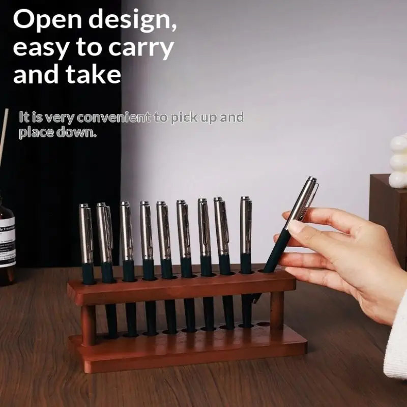 1PC Walnut Wood Multifunction Desk Organizer - Pen Holder, Phone Stand & Storage Solution For Office And School