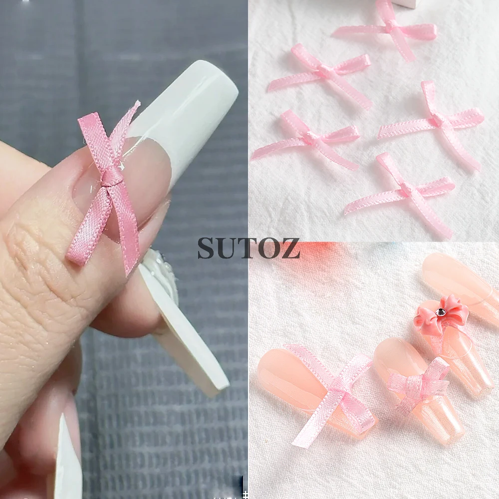 30 Stuks Lint Nagel 3d Decoraties Bowsknots Acryl Roze Steentjes Bedels Kawaii Sieraden Manicure Accessoires LEBSH-P