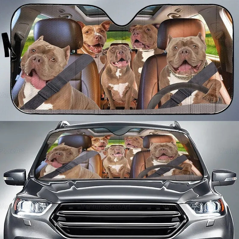 Pitbull Car Sunshade, Pitbull Car Decoration, Pitbull Lover, Auto Sun Shade, Dog Car Sunshade, Gift For Her, Gift For Dad