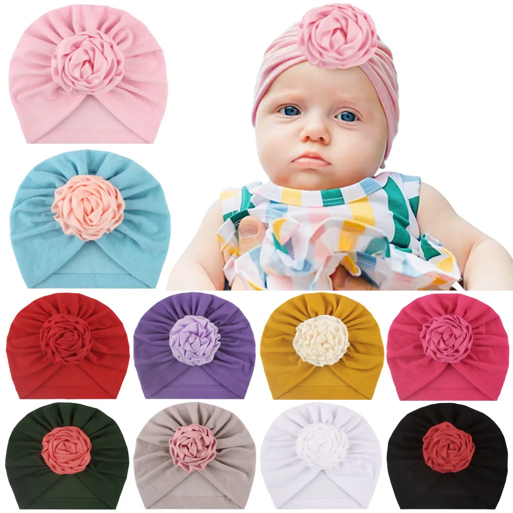 1 Pieces Children Baby Hat Kids Flower Cap Newborn Girls Photography Props Spring Autumn Modis Beanie Turban Infant Props