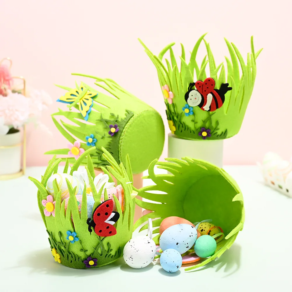 

Easter Non-woven Basket Cartoon Insect for Butterfly Snail Easter Basket Washable Candy Gifts Eggs Storage Bag Decoration