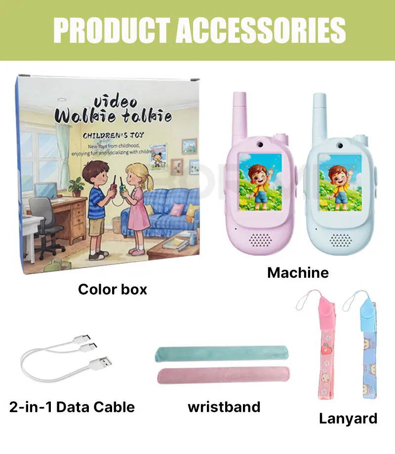 2 個子供用ビデオトランシーバー 2 インチ HD スクリーン充電式ワンクリック通話ラジオトランシーバー男の子女の子子供用ギフト