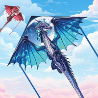 HUA HUA 1 Piece 1.4M Large Dragon Kite For Kids And Adults Huge Pterosaur Kite Come Tail Easy To Fly Kites Outdoor Toy