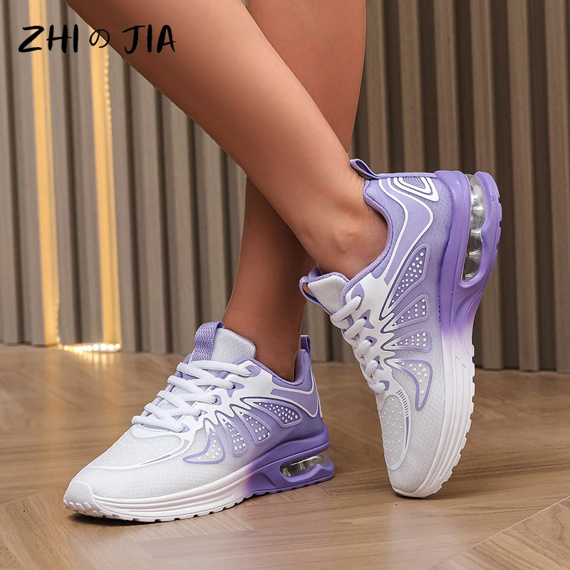 Summer New Air Cushion PU Shoes Women\'s Mesh Breathable Footwear Outdoor Fashion Running Fitness Shoes Casual Sneaker Large size