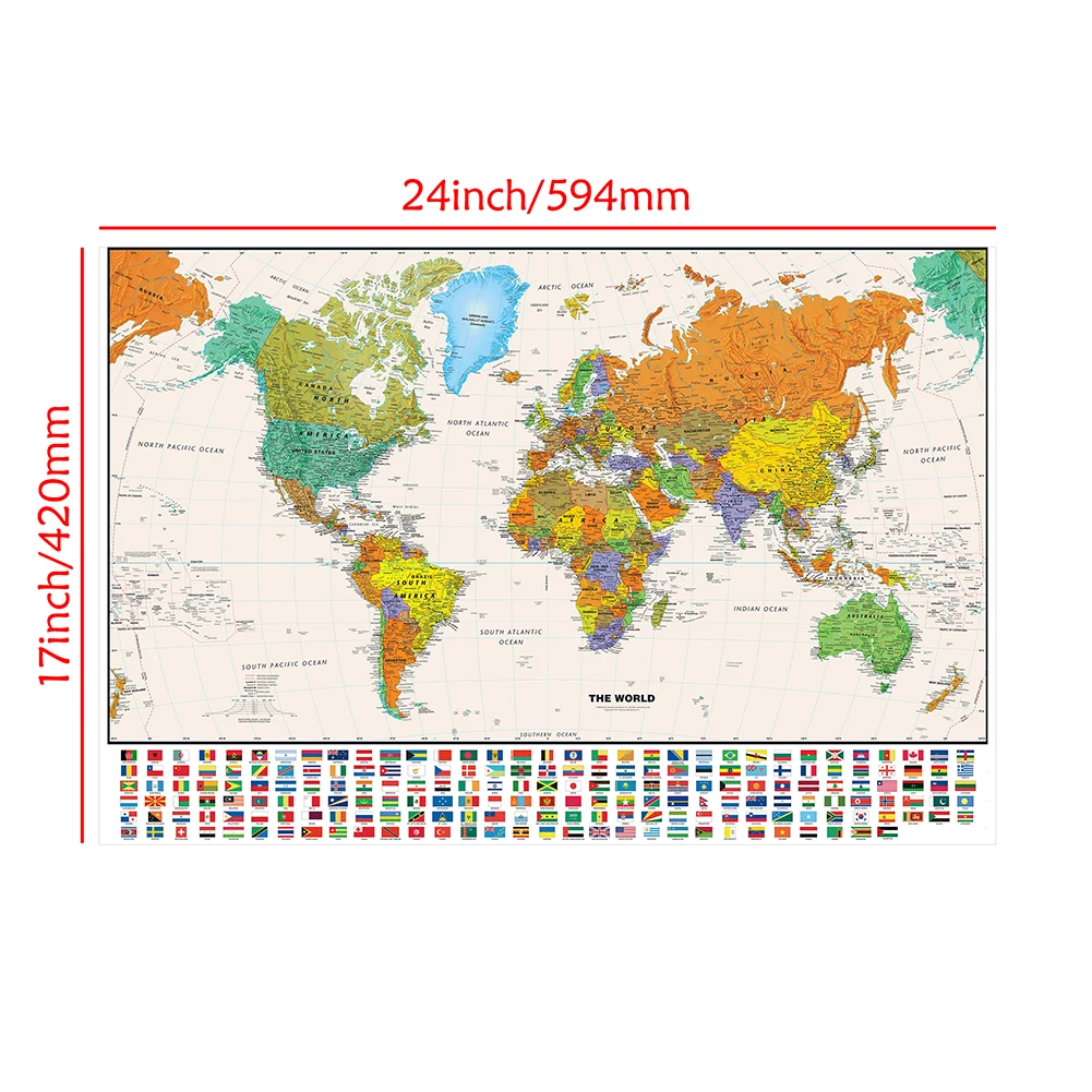 59x42cm mapa świata w języku angielskim dekoracje plakatowe Vintage płótno malarstwo dla dzieci edukacyjne artykuły szkolne dekoracja wnętrz