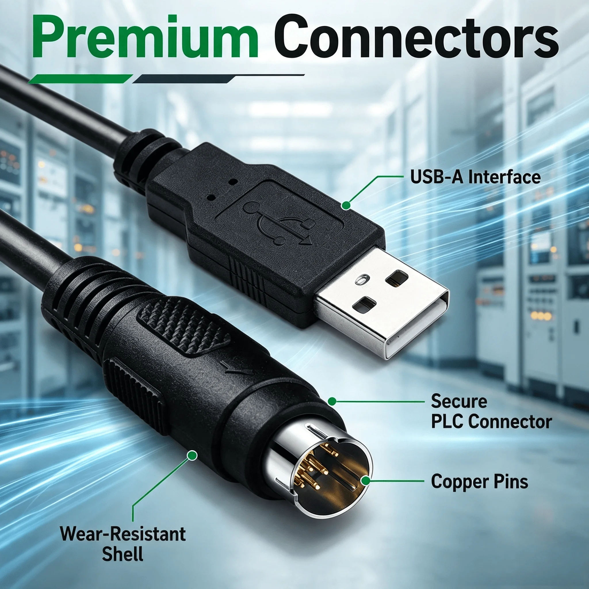 FX-USB-AW PLC Programming Download Cable for Mitsubishi FX3 Series, USB Connection, 5V Enhanced Stable Communication Cable, 3M