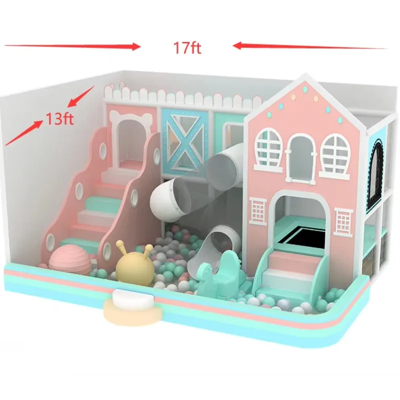 مجموعة معدات أطفال للعب الداخلي باللون الوردي عالي الجودة، توفر المصنع لمناطق اللعب