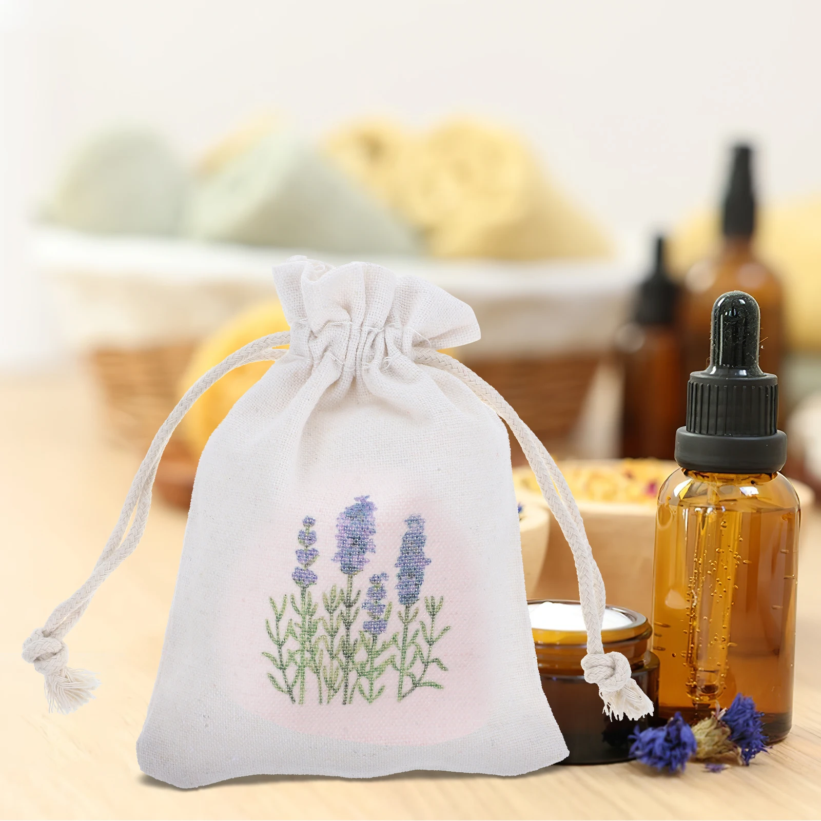 

10 Pcs Lavender Sachet Bags Empty Drawstring Cotton Canvas Pouches Small Cloth Travel Wedding Favor Party Treat Mini Bag