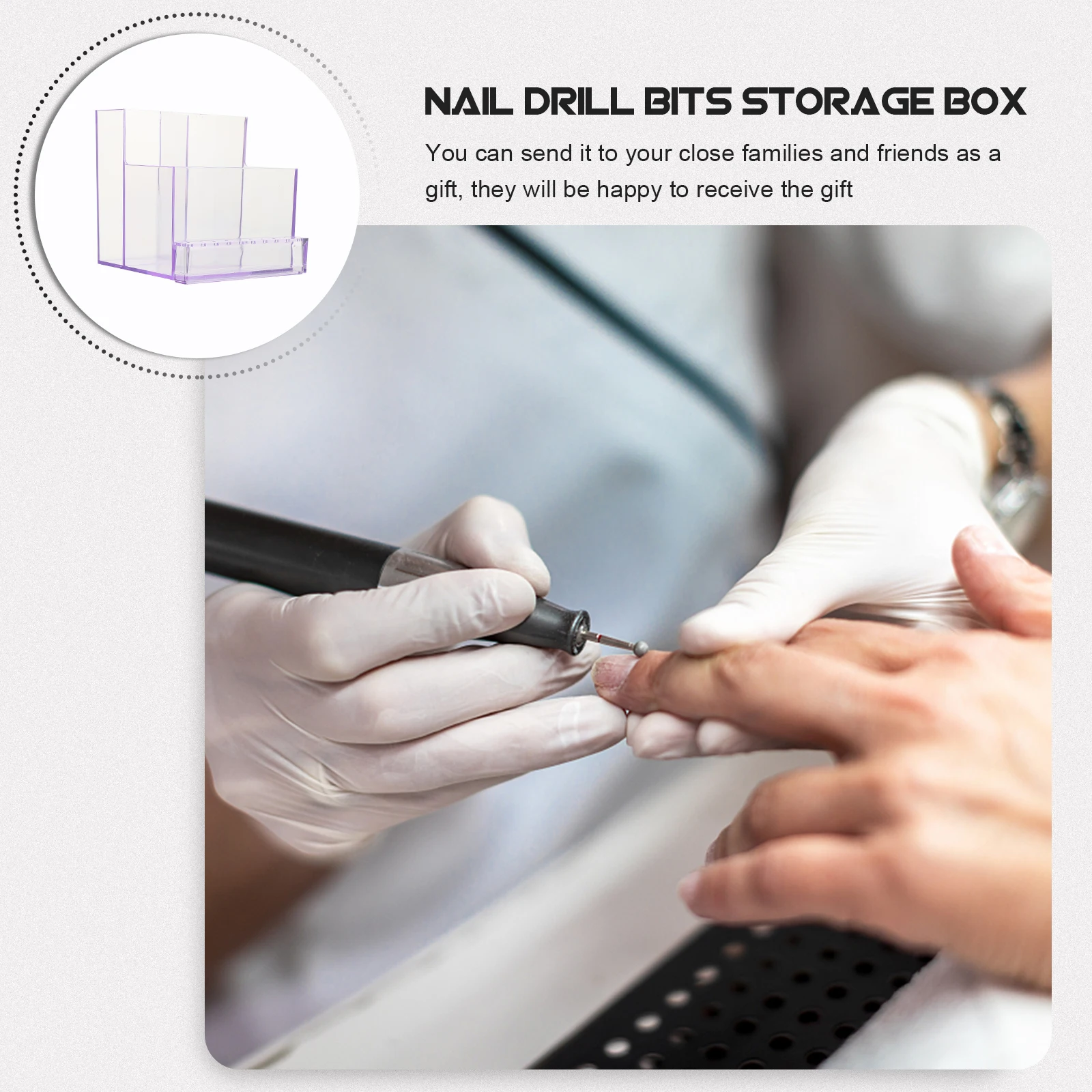 

Nail Drill Bits Storage Box Premium Plastic Dustproof Case Manicure Polishing Head Organizer Nail Salon Tool Holder