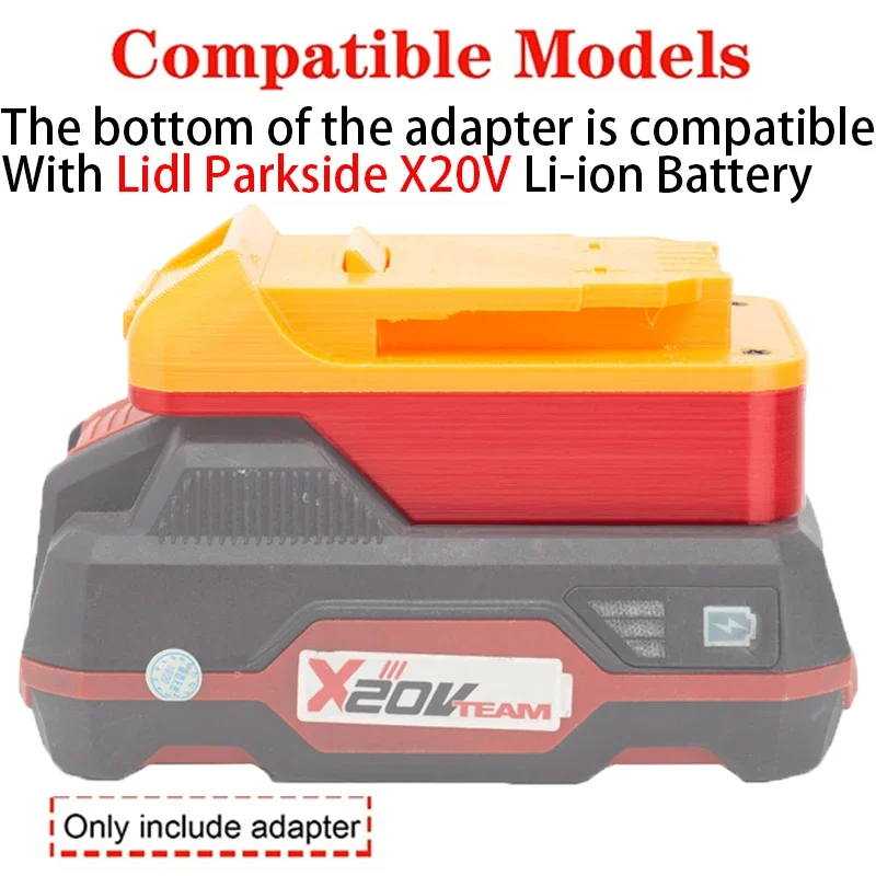 Adaptateur/convertisseur de batterie pour outils Li-ion DeWalt 18/20V vers Lidl Parkside X20V, adaptateur de batterie Li-ion, accessoires pour outils électriques