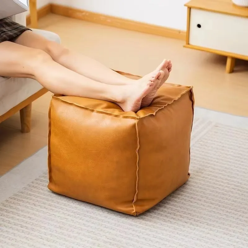 No Padding Bean Bag Multifunctional Large Capacity Leather Organizer Sofa Living Room Old Clothes Storage Ottoman Home Furniture