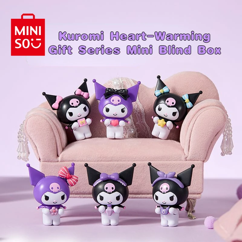 MINISO Sanrio Kuromi Heart-loving Gift Cute Bean MINI Blind Box Eraser DIY Assembled Cartoon Figure Ornament Doll Car Decoration