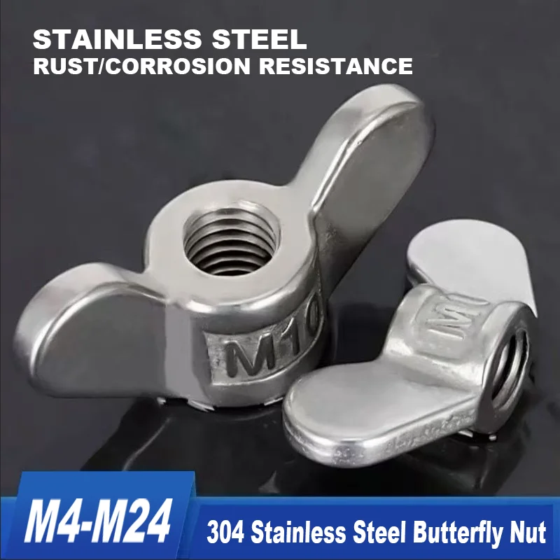 304 Stainless Steel Hand-Tightened Nut Butterfly-Headed Sheep Horn Yuanbao Screw Cap M4 M5 M6 M8 M10 M12 M14 M16 M20 M22 M24