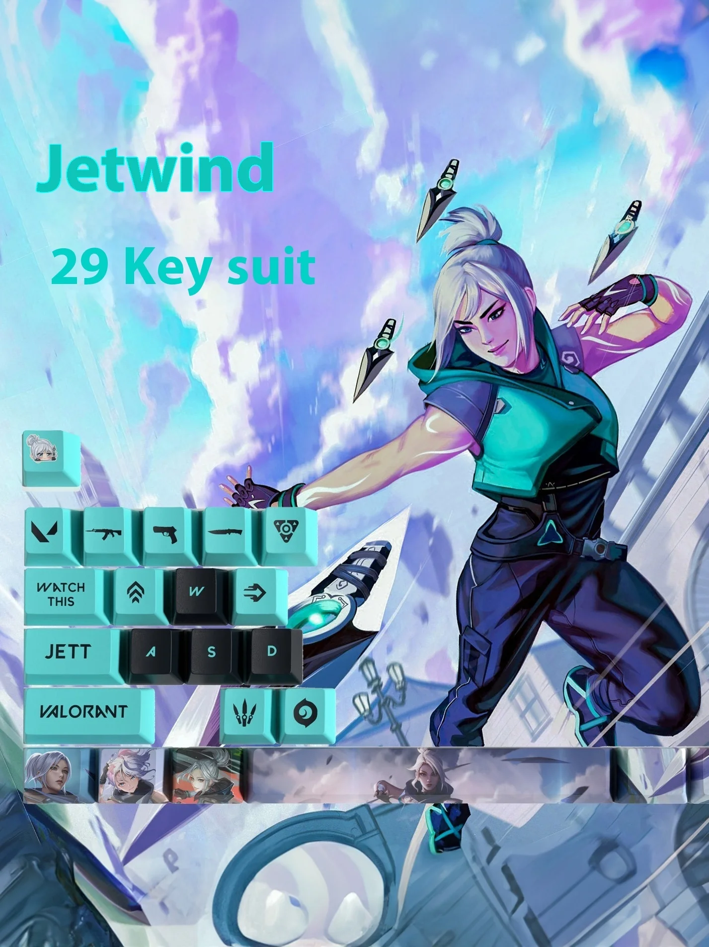 غطاء مفاتيح Valorant مجموعة ملف تعريف OEM ، صبغة PBT الفرعية ، pheenix Reyna Fade نيون Gekko Sage Raze ، 14 مفتاحًا ، تصميم جديد لمفتاح MX #2