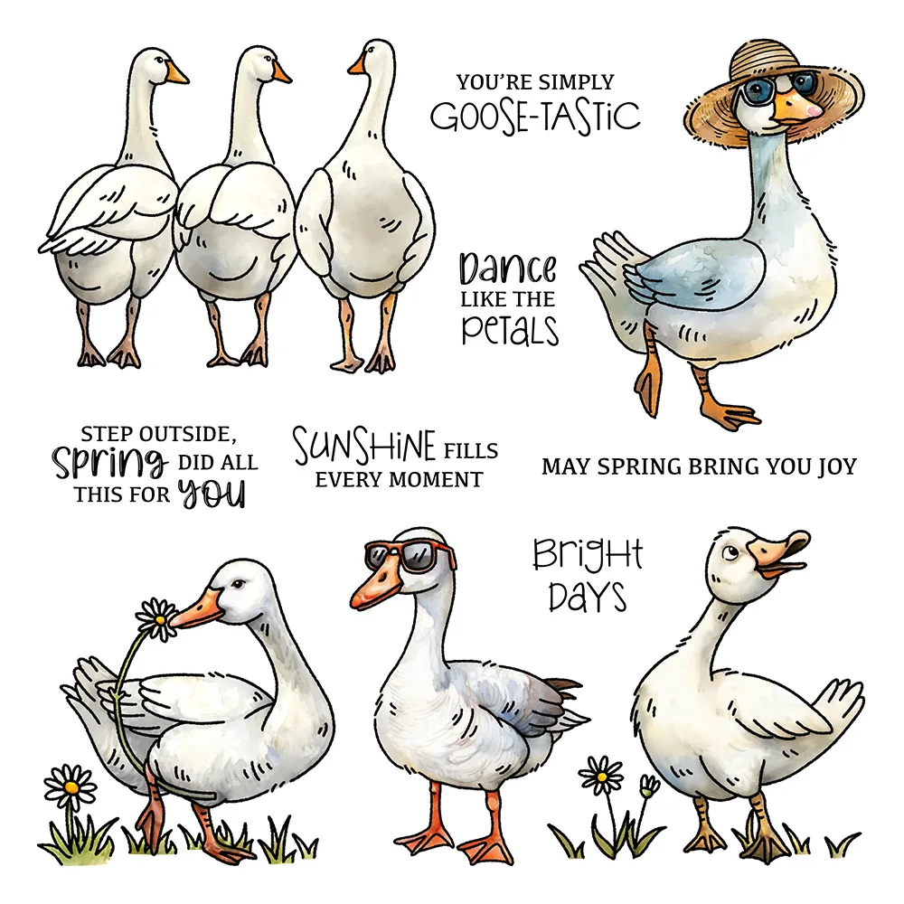 Mangocraft Cool Sunglasses Cartoon Goose Cutting Dies Clear Stamp DIY Scrapbooking Metal Dies Silicone Stamp For Cards Albums
