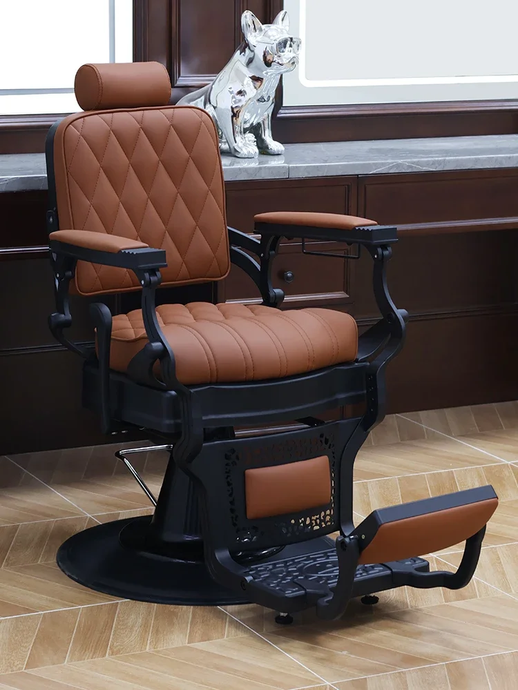 Men's retro oil-head chair Barber's hair salon can be put down for dyeing, cutting and shaving.