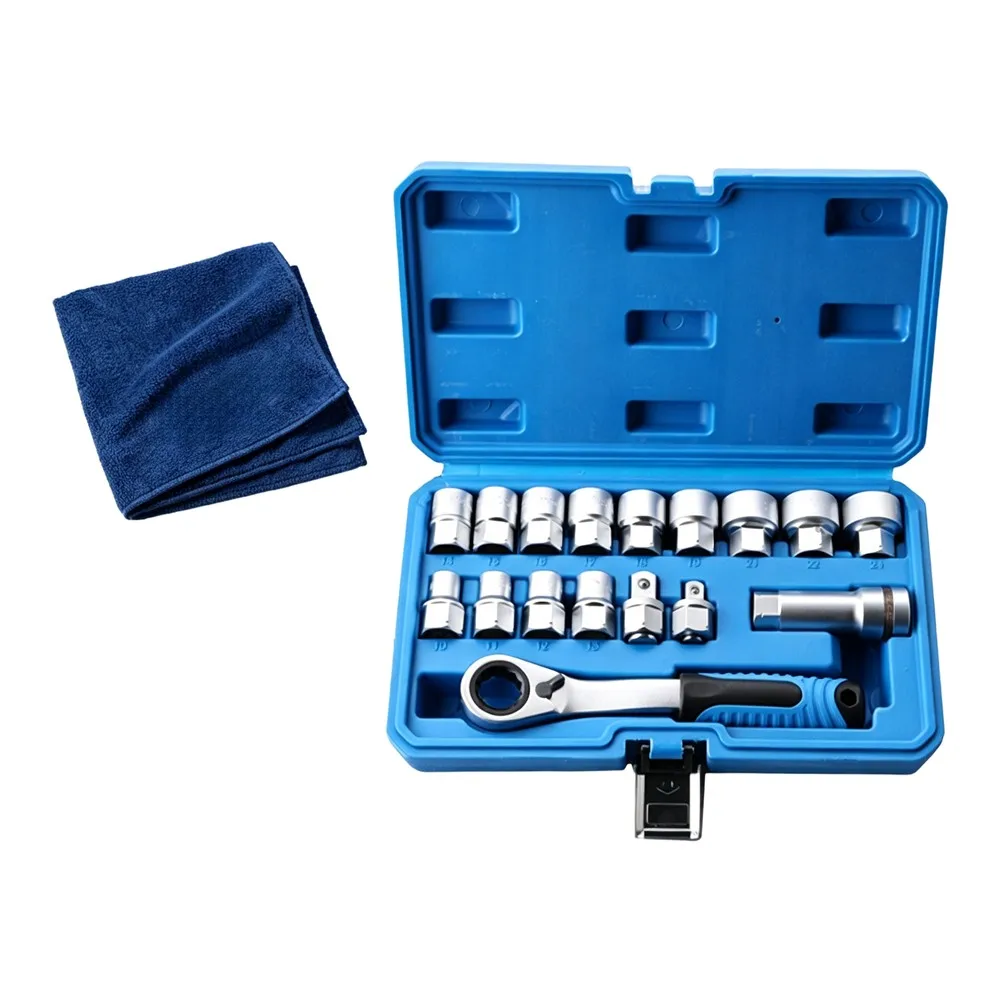 17 Piece Through Center Socket Wrench Set Featuring 12 Point Chrome Vanadium Construction for For steel Bolt and Work