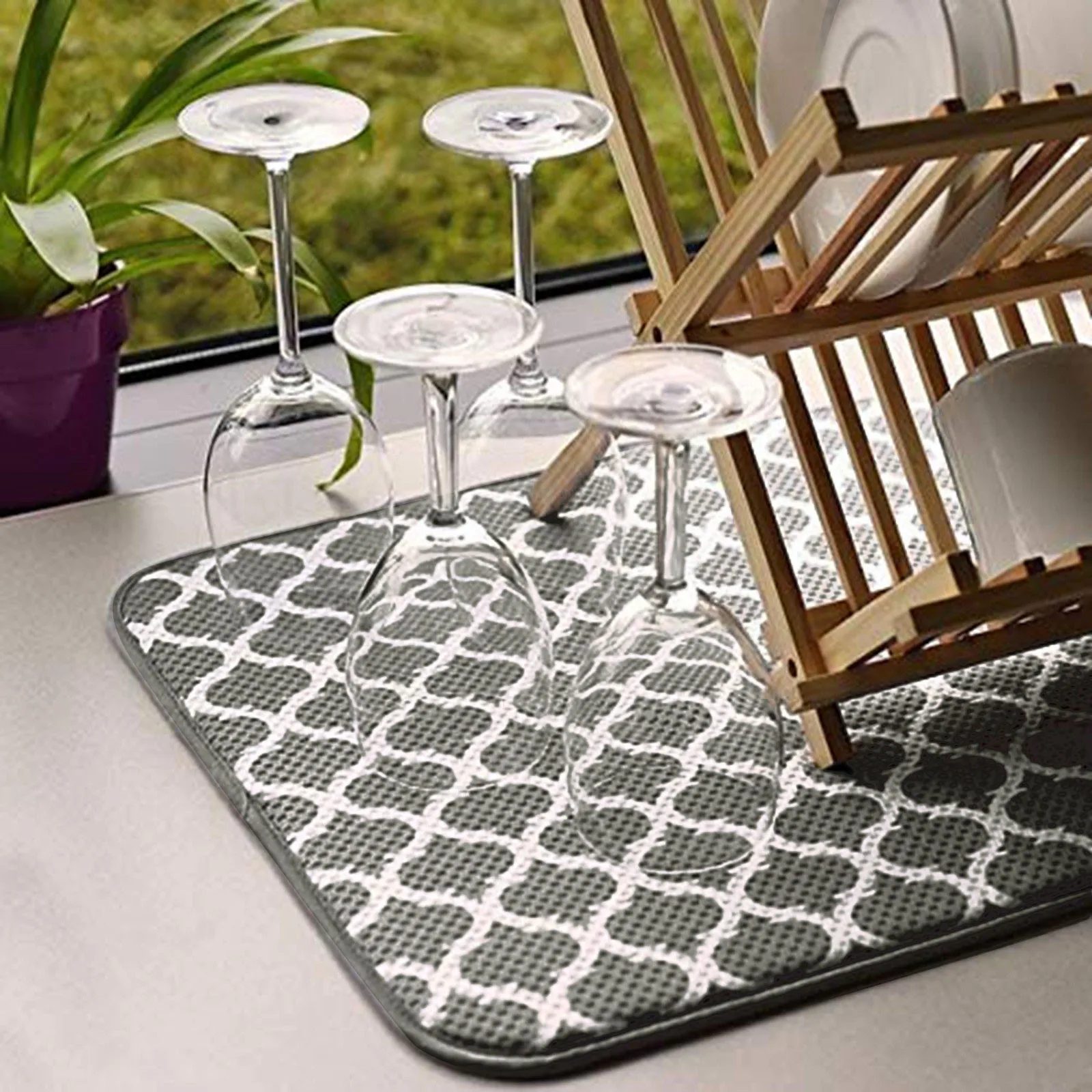 

Microfiber Kitchen Countertop Absorbent Pad Anti-scalding Pad Kitchen Tableware Mat Coaster Kitchen Practical Tableware Gadgets