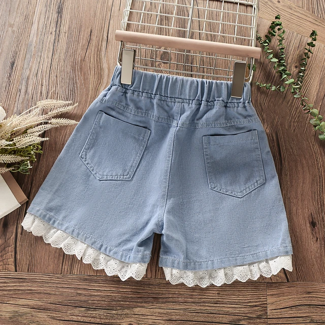 Summer Kids Lace Shorts for Girls Denim Outfits Baby Jeans Shorts Clothes for Teenagers Children Costumes 4 6 8 10 12 13 Years AliExpress