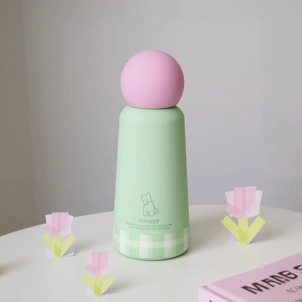 

Small Water Bottle with Ball Shaped Lid Double Wall 316 Stainless Steel Vacuum Insulated Bottle Keeps Drinks Cold Hot for Kids