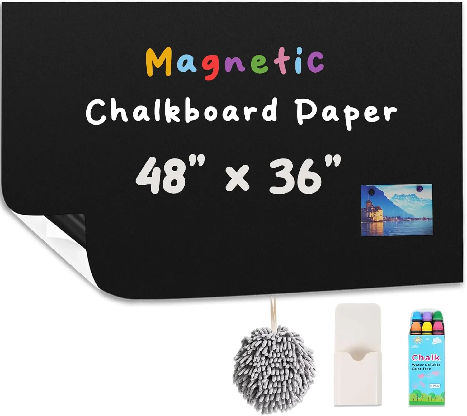 

Self Adhesive Chalkboard Wall 48x36 Inches Peel and Stick Blackboard Decal with Starter Kit