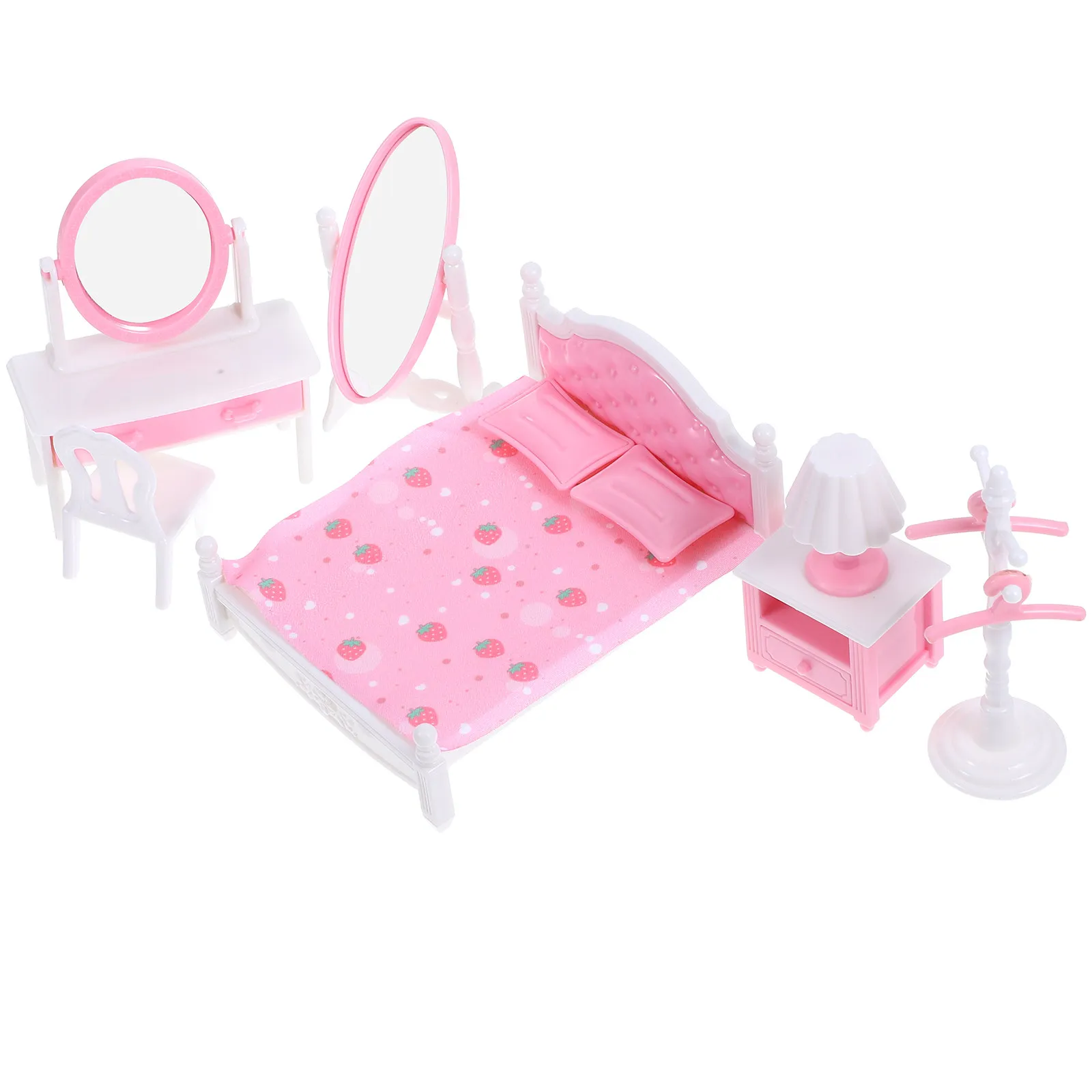1Set Miniature Furniture Set Colorful Elegant Mini House Furniture for Bedroom Scene Creative Home Decor Ornament Collection