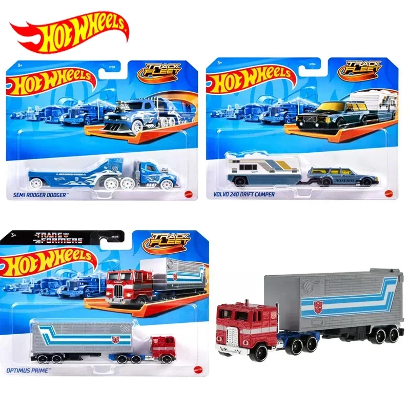 Original Hot Wheels Car Track Fleet Transformers 1/64 Diecast Toys for Boys Optimus Prime Volvo 240 Rodger Dodger Speed Hauler