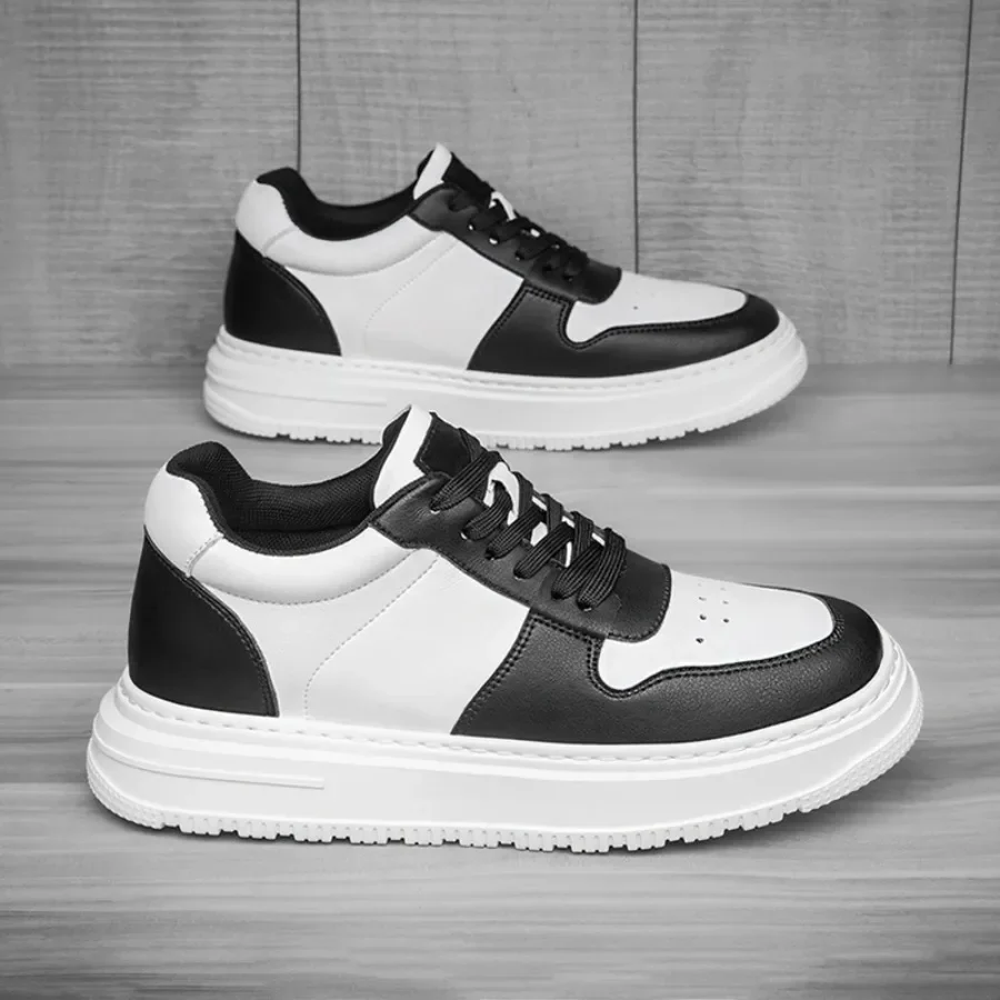 Zapatillas de deporte con elevador de cuero de moda de marca de lujo, zapatos informales cómodos y transpirables para hombre, plantilla con aumento de altura, zapatos de hombre con elevación de 8cm