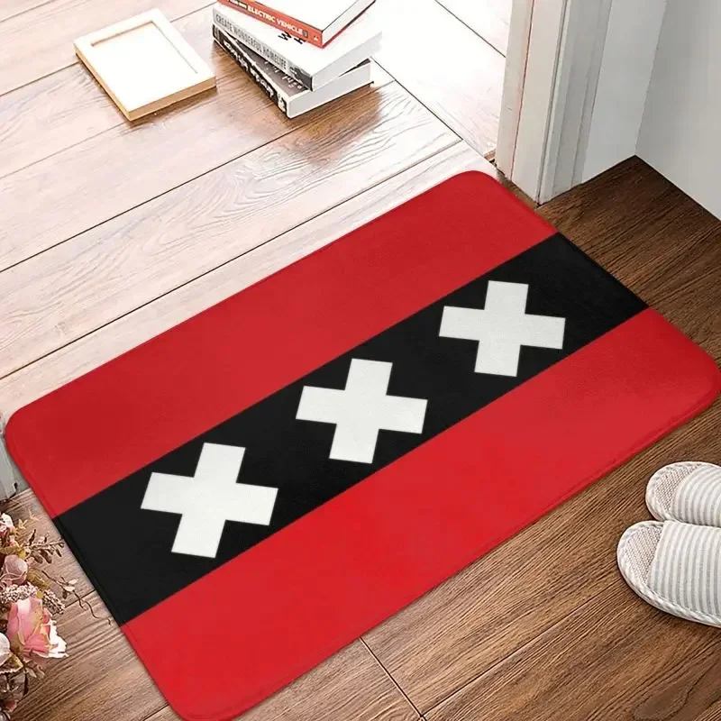 Amsterdam Flag Front Door Floor Entrance Mats Outdoor Netherlands Bathroom Kitchen Doormat Living Room Carpet Rug