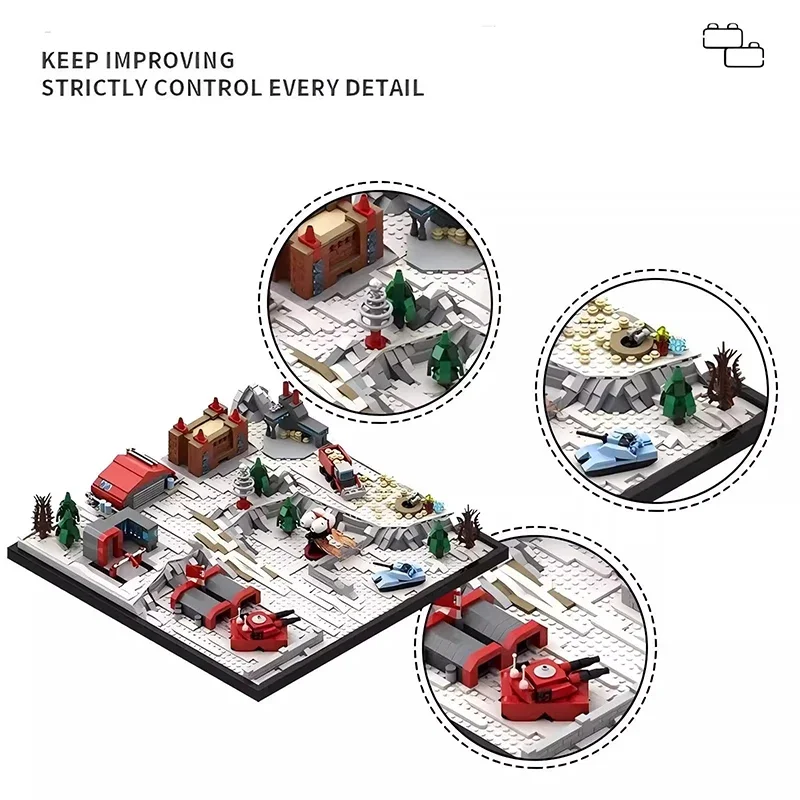 MOC Game Street View Building Blocks Command & Conquer Red Alert - Soviet Model Base Scene Creative Bricks Puzzle Toys Kid Gifts