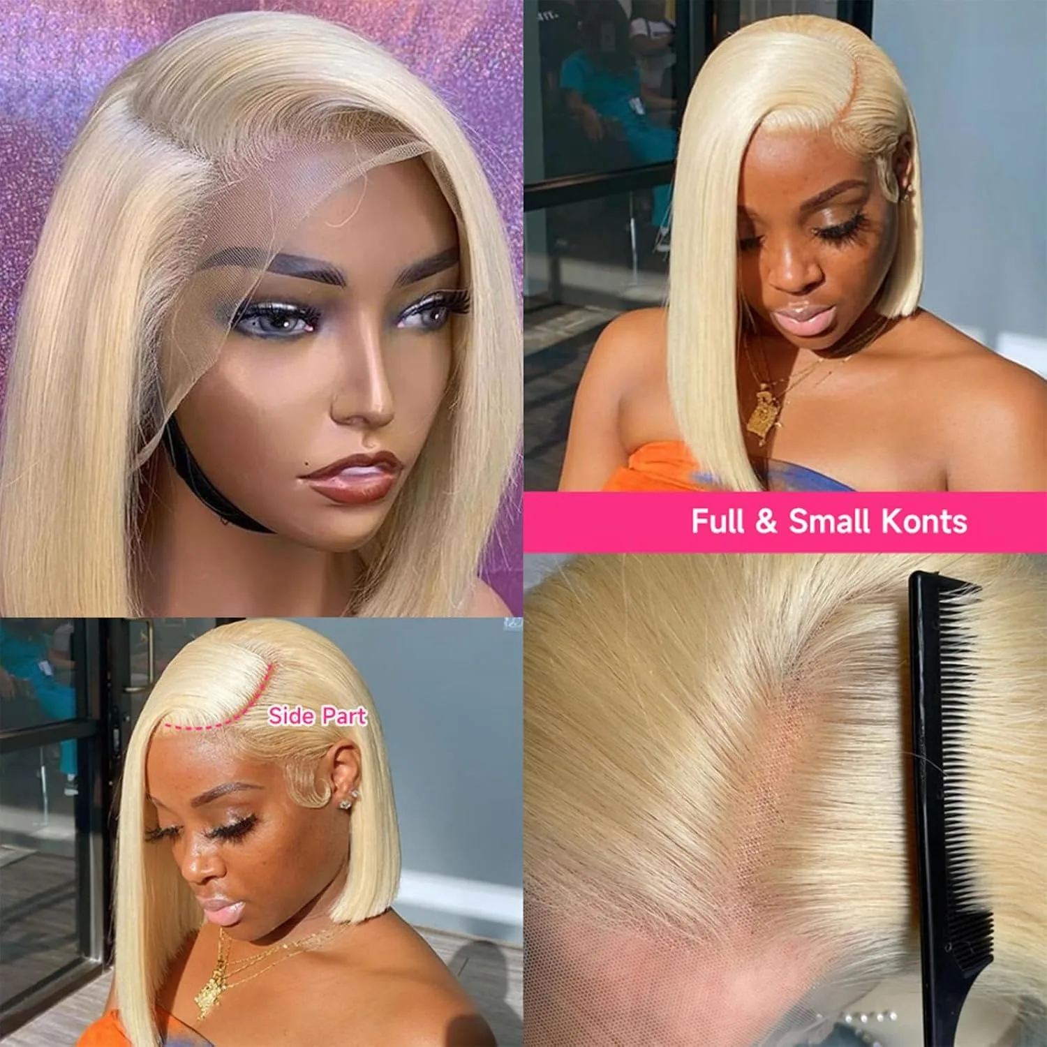 Blonde Bob Wig Human Hair 613 Bob Lace Front Wig 13X4 Short Bob lace Frontal Wig Pre Plucked Clored Bob Wig Brazilian Remy Hair