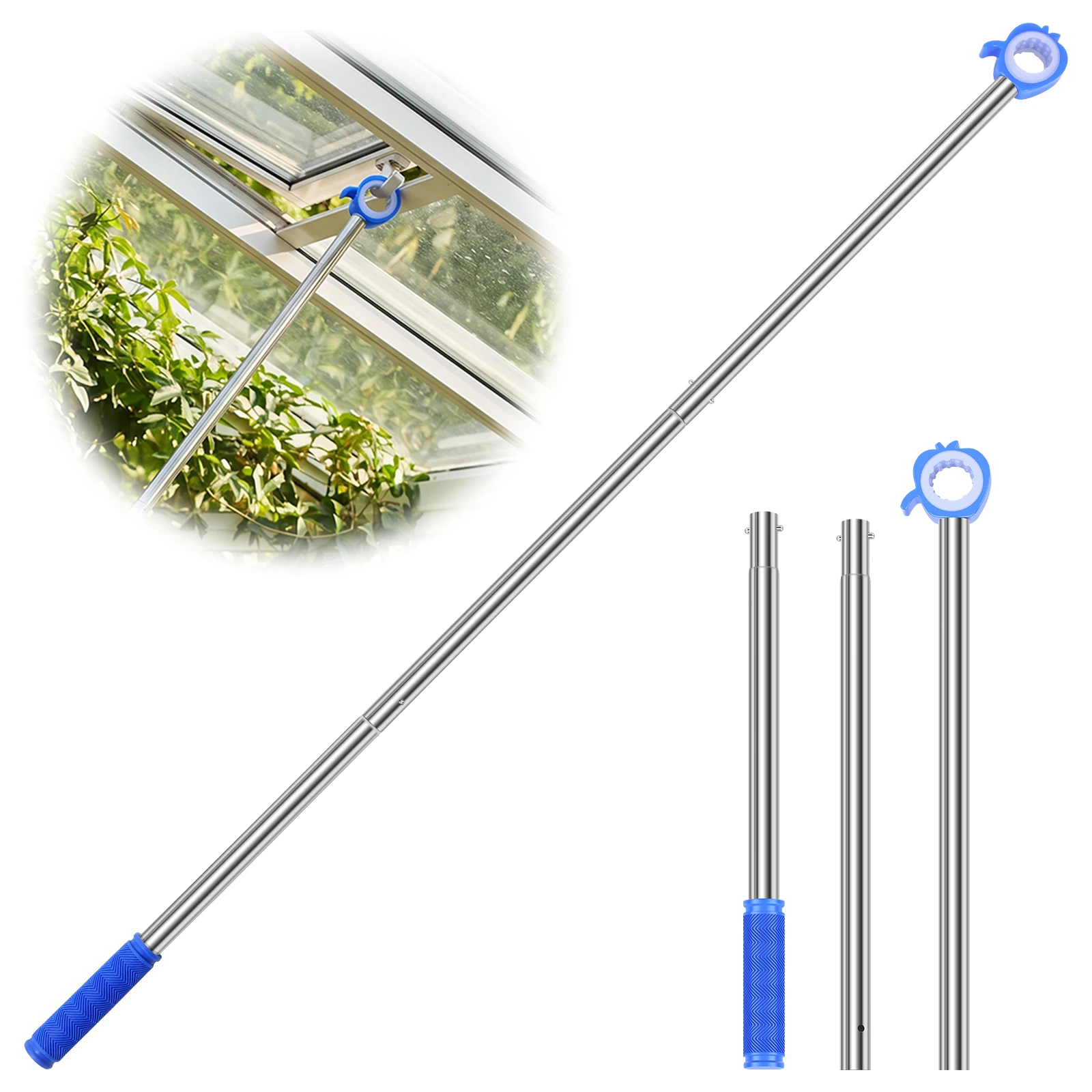 

1Pc Window Opener Pole Telescopic Skylight Opener Pole Stainless Steel Window Opening Rod for Blinds Skylight and High Windows