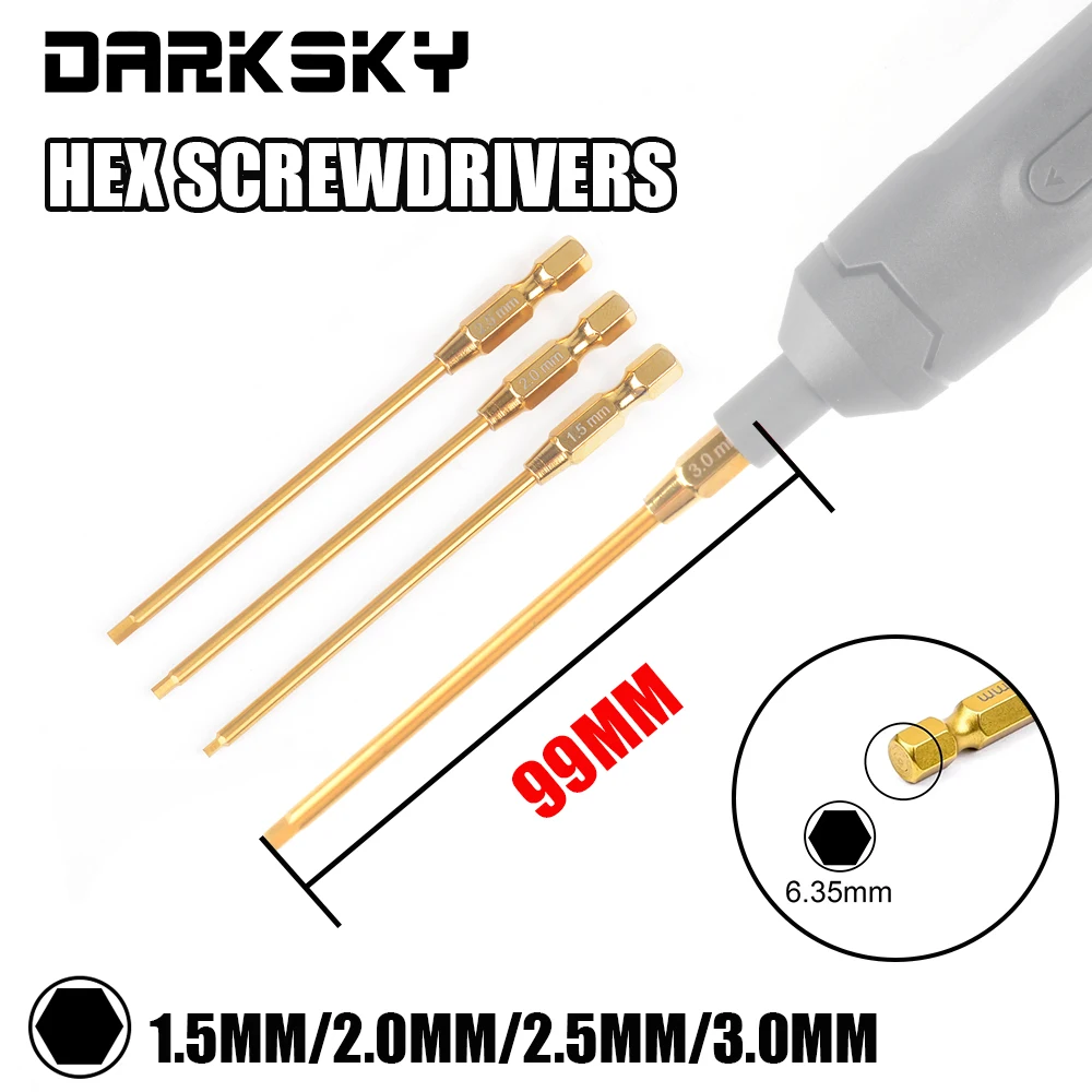 Шестигранник, инструменты, электрическая отвертка 1,5/2,0/2,5/3,0 мм, Жесткий сплав, сталь, металл, 6,35 мм для радиоуправляемой модели автомобиля