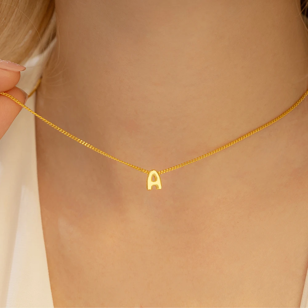 Mini Bubble Balloon Initial Letter Pendant Necklace Personalized Gold Plated Chunky Alphabet Necklace Charm Jewelry 2024 New